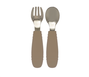 Tiny Tot Silikone Ske + gaffel Chinchilla